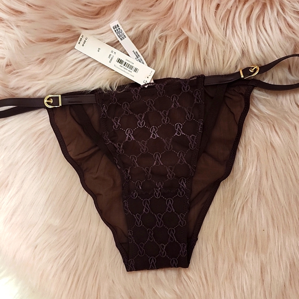 Brand New VICTORIA'S SECRET SHEER STRING BIKINI W/ADJUSTABLE SIDES-S
